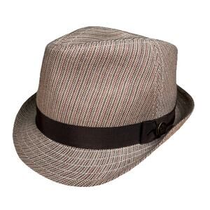 Goorin Bros 100-2616 Beige Brown Striped Fedora Hat Size Medium